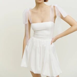 Reformation Enza White Tie-Shoulder Mini Dress